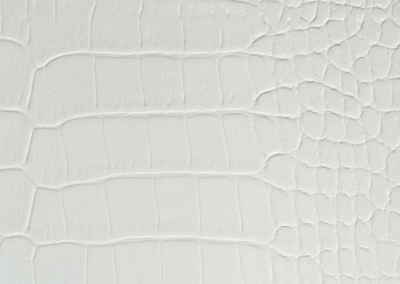 Leather wrapped countertop in Bright White Crocodile